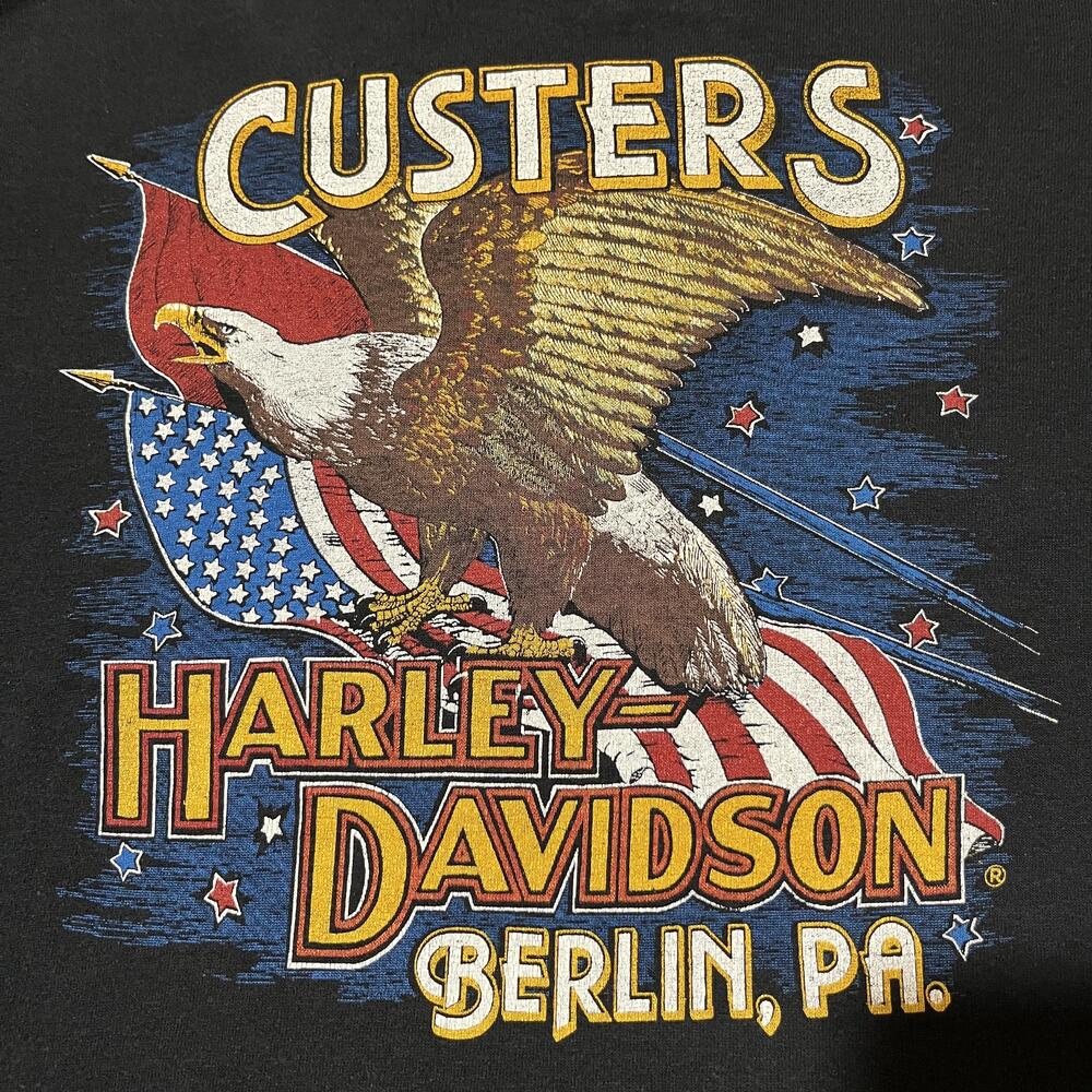 Vintage Harley Davidson Shirt Wanted Posted Large USA Berlin PA 80s 3D Emblem - Picture 11 of 11